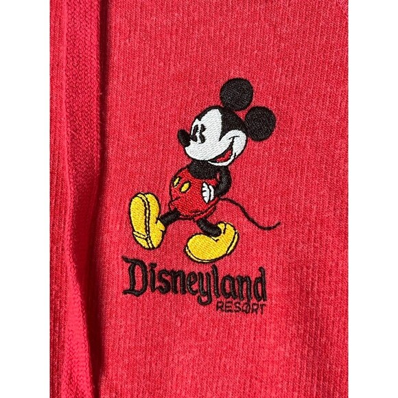 Disney Parks Mickey Mouse Embroidered Front Coral Zip Up Hoodie Sweater size med - Picture 3 of 5